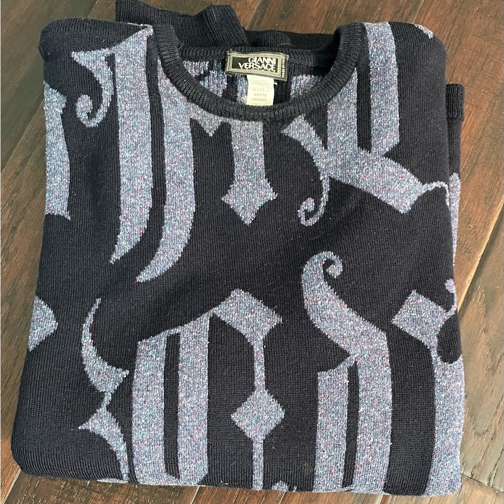 Versace Black & Purple Crewneck Sweater